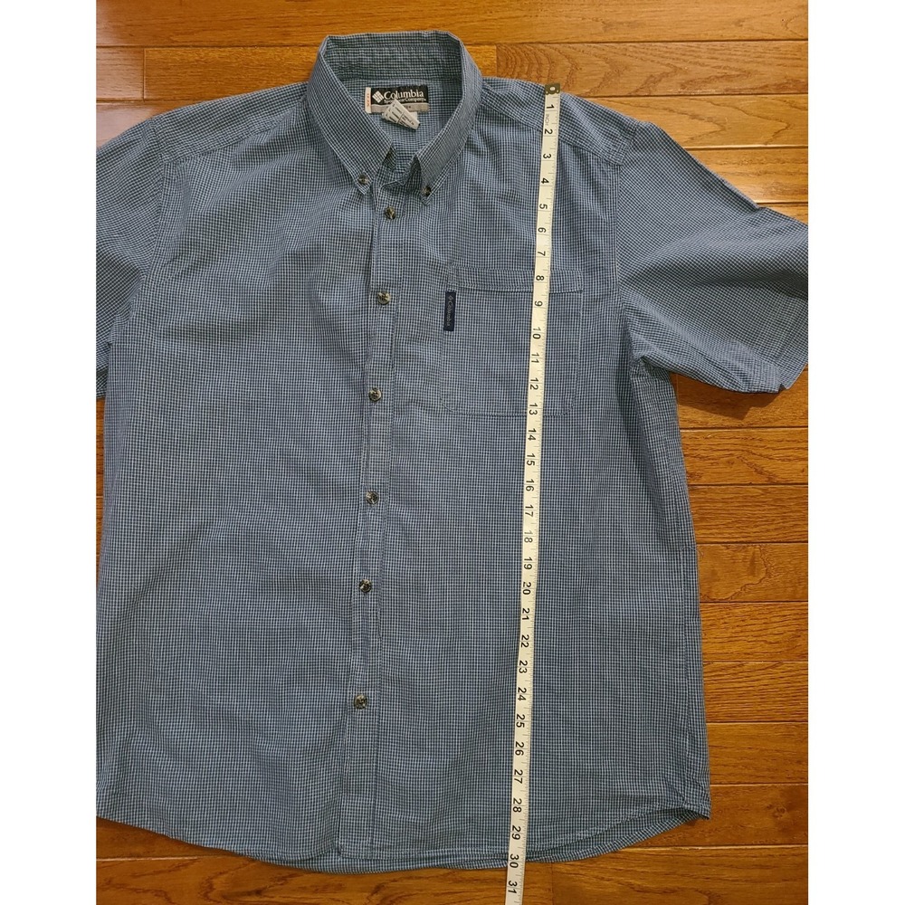 Columbia Bright Blue Plaid Men's Large L Button Front Short Sleeve Shirt